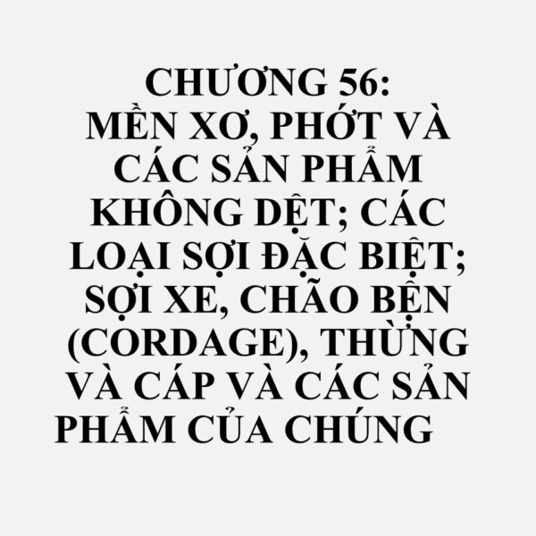 5604: Chỉ cao su và sợi (cord) cao su, được bọc bằng vật liệu dệt; sợi dệt, và dải và dạng tương tự thuộc nhóm 54.04 hoặc 54.05, đã ngâm tẩm, tráng, phủ hoặc bao ngoài bằng cao su hoặc plastic