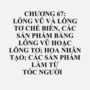 67010000: Da và các bộ phận khác của loài chim có lông vũ hoặc lông tơ, lông vũ, các phần của lông vũ, lông tơ và các sản phẩm làm từ chúng (trừ các mặt hàng thuộc nhóm 05.05 và các ống, lông cánh, lông đuôi đã chế biến)